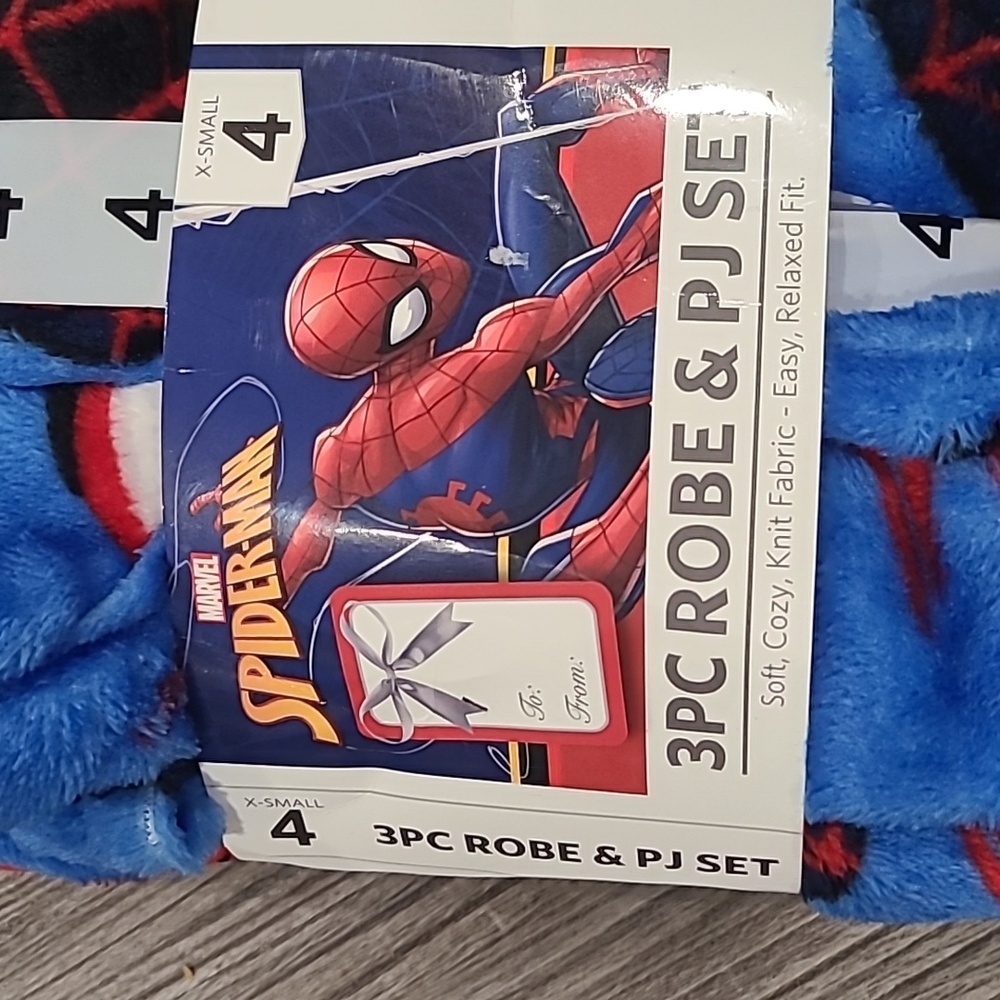 Marvel Spider-Man 3-Piece Robe & Pajama Set Size 4 - Picture 4 of 4
